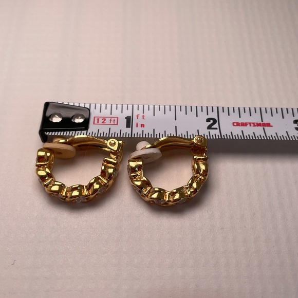 Women's Vintage Clip On Crystal Hoop Earrings - Picture 7 of 7